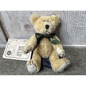 Boyds Bear Mohair Bear Collection Orville Bearington Jointed Plush Green Bow